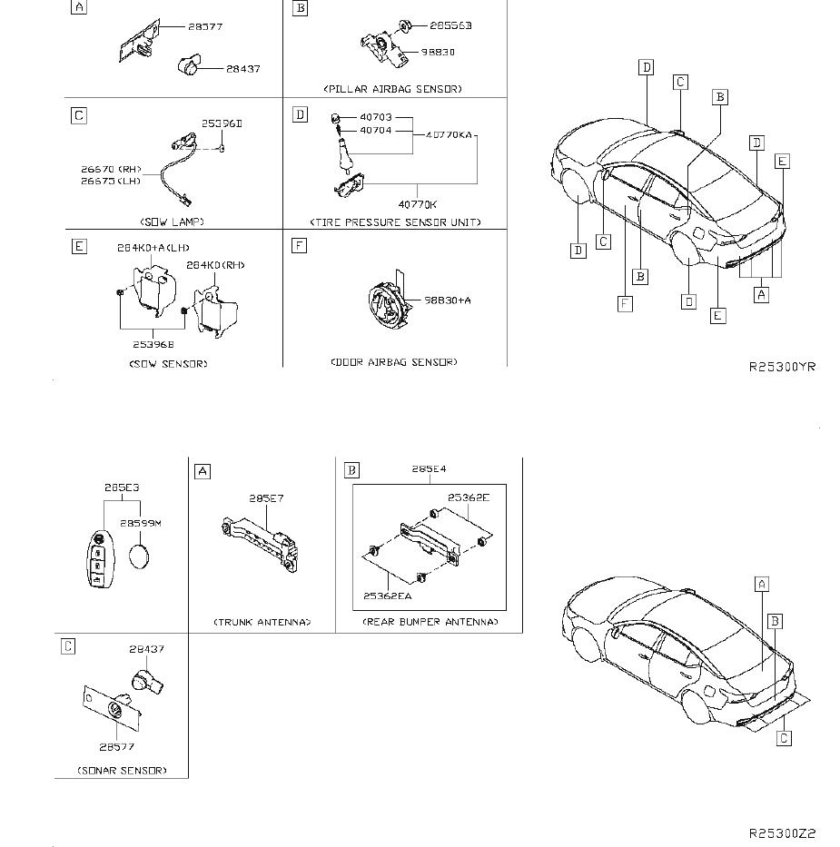 Nissan Altima Sensor Distance. DASH, INST, ROOM - 28438-5FA5A | ED